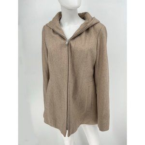 Avanti Wool  Blend Hooded Coat Tan Women's Large Beige